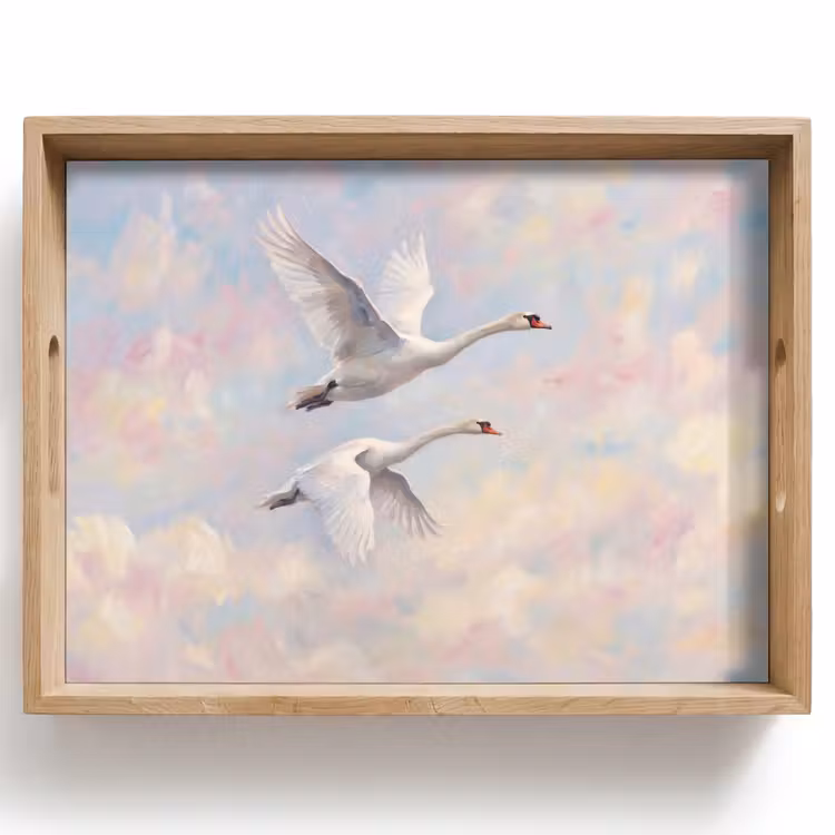 Dienblad - Vogel - Vliegend - Lucht - Modern - Pastel — 1