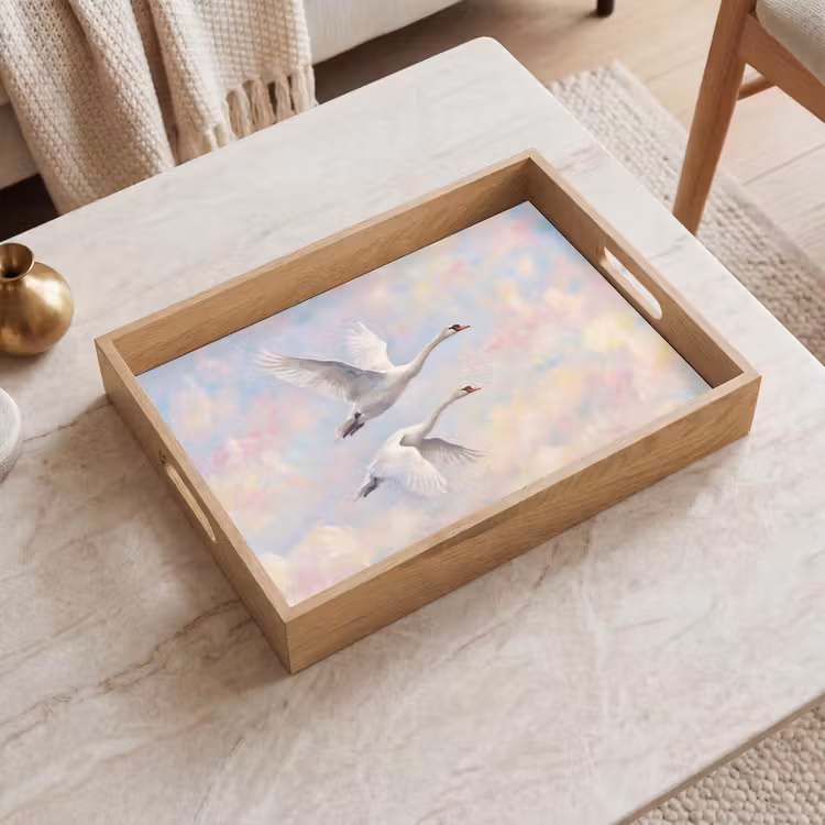 Dienblad - Vogel - Vliegend - Lucht - Modern - Pastel — 2