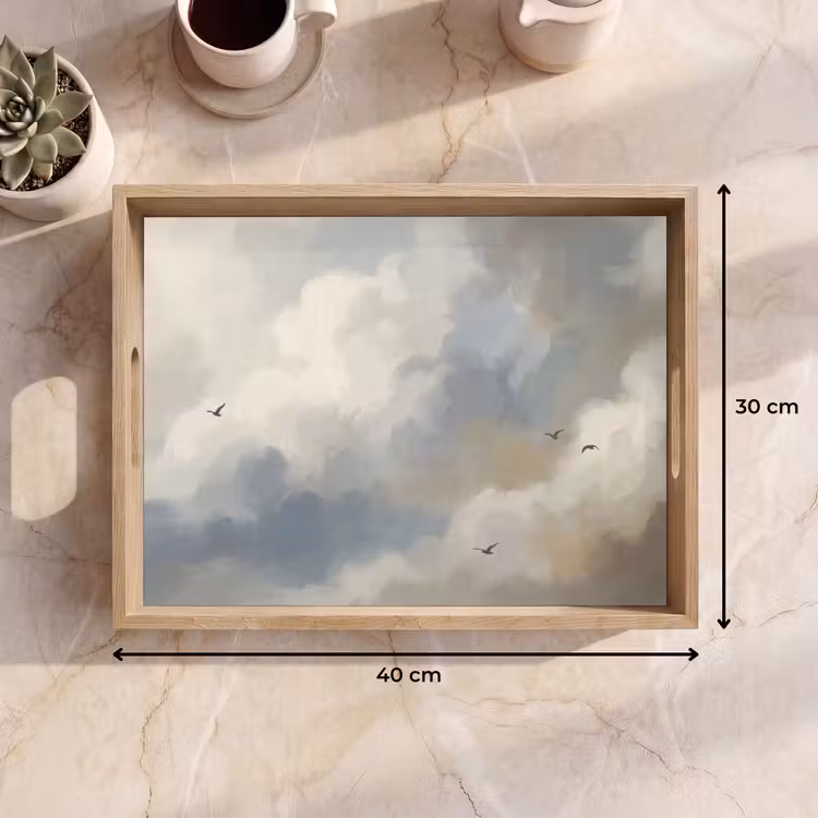 Dienblad - Vogel - Wolken - Natuur - Modern - Grijs — 9
