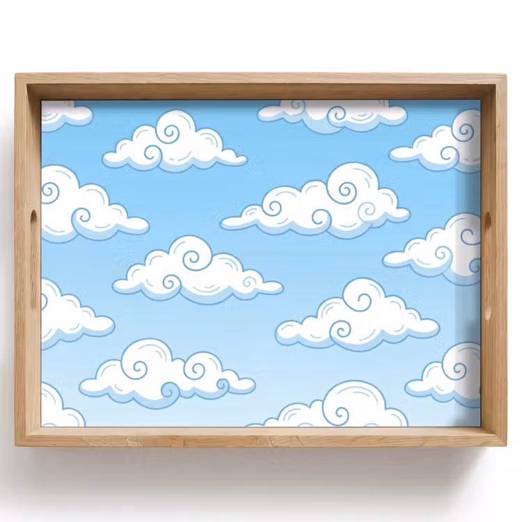 Dienblad - Wolk - Lucht - Cartoon - Blauw - Wit — 1