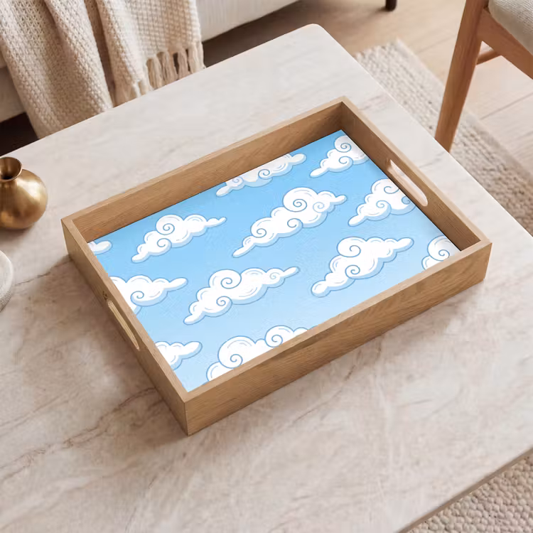 Dienblad - Wolk - Lucht - Cartoon - Blauw - Wit — 2