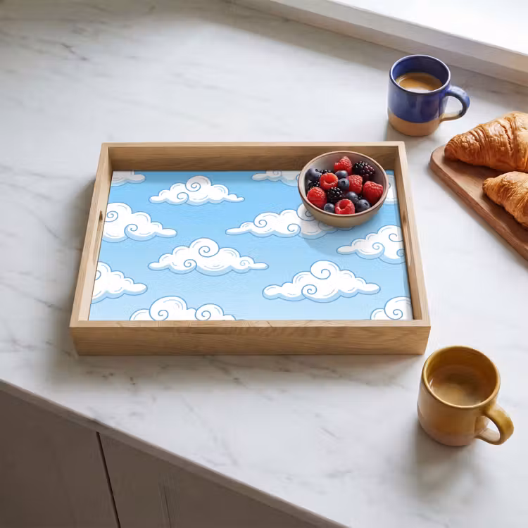 Dienblad - Wolk - Lucht - Cartoon - Blauw - Wit — 4