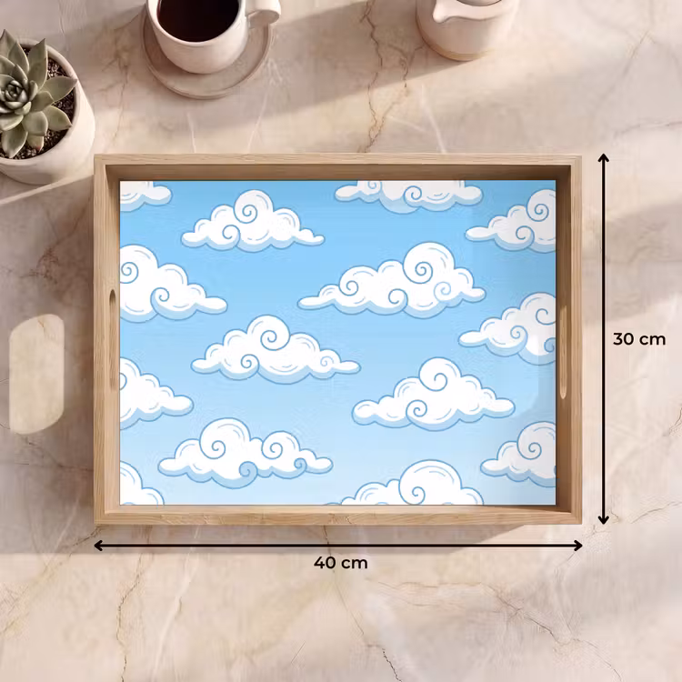 Dienblad - Wolk - Lucht - Cartoon - Blauw - Wit — 9