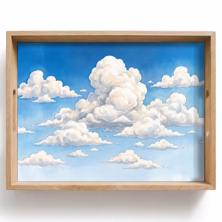 Dienblad - Wolken - Blauwe lucht - Natuur - Modern - Wit — 1