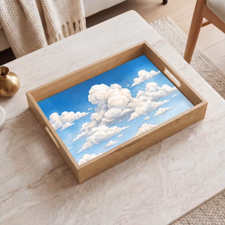 Dienblad - Wolken - Blauwe lucht - Natuur - Modern - Wit — 2