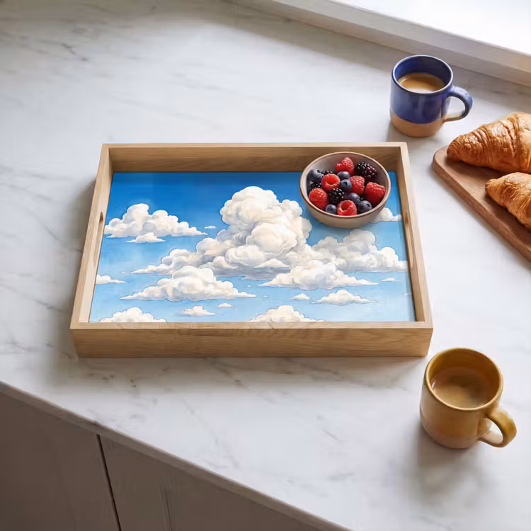 Dienblad - Wolken - Blauwe lucht - Natuur - Modern - Wit — 4