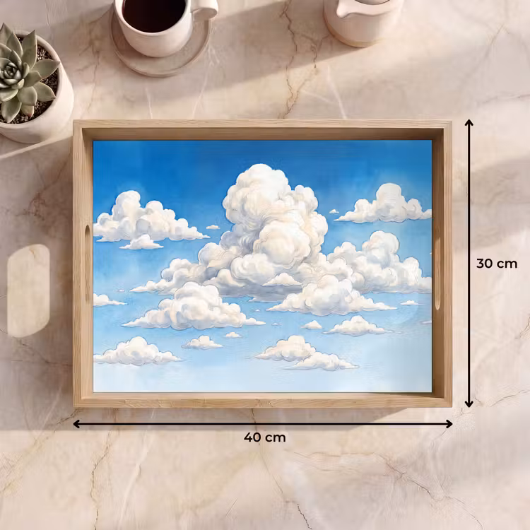 Dienblad - Wolken - Blauwe lucht - Natuur - Modern - Wit — 9