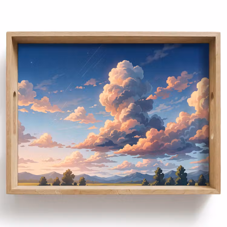 Dienblad - Wolken - Daghemel - Natuur - Illustratie - Oranje — 1