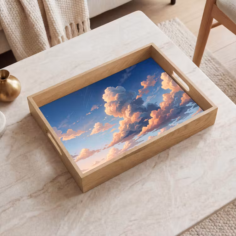 Dienblad - Wolken - Daghemel - Natuur - Illustratie - Oranje — 2