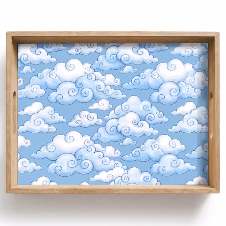 Dienblad - Wolken - Patroon - Hemel - Illustratie - Wit — 1