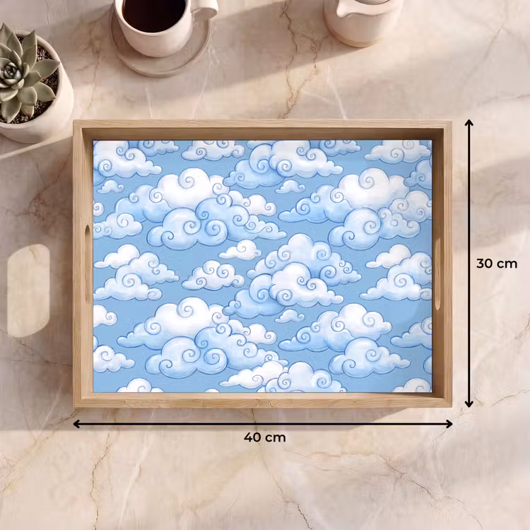 Dienblad - Wolken - Patroon - Hemel - Illustratie - Wit — 9