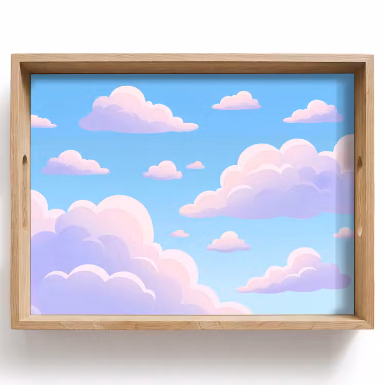 Dienblad - Wolken - Roze - Blauw - Natuur - Modern — 1