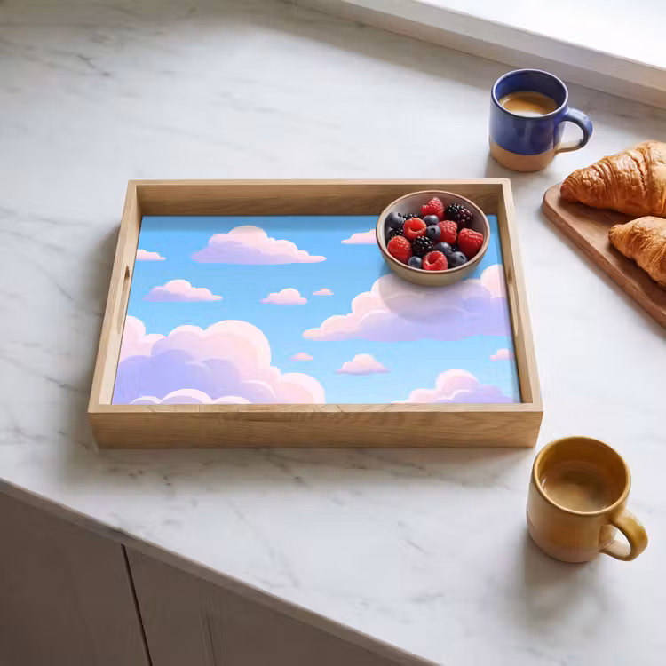 Dienblad - Wolken - Roze - Blauw - Natuur - Modern — 4