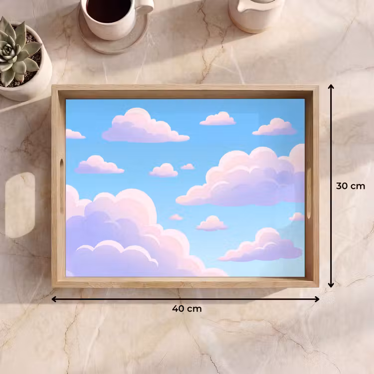 Dienblad - Wolken - Roze - Blauw - Natuur - Modern — 9