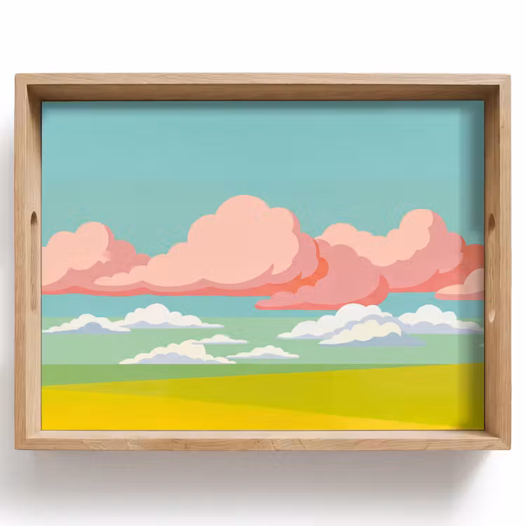 Dienblad - Wolken - Roze - Natuur - Modern - Pastel — 1