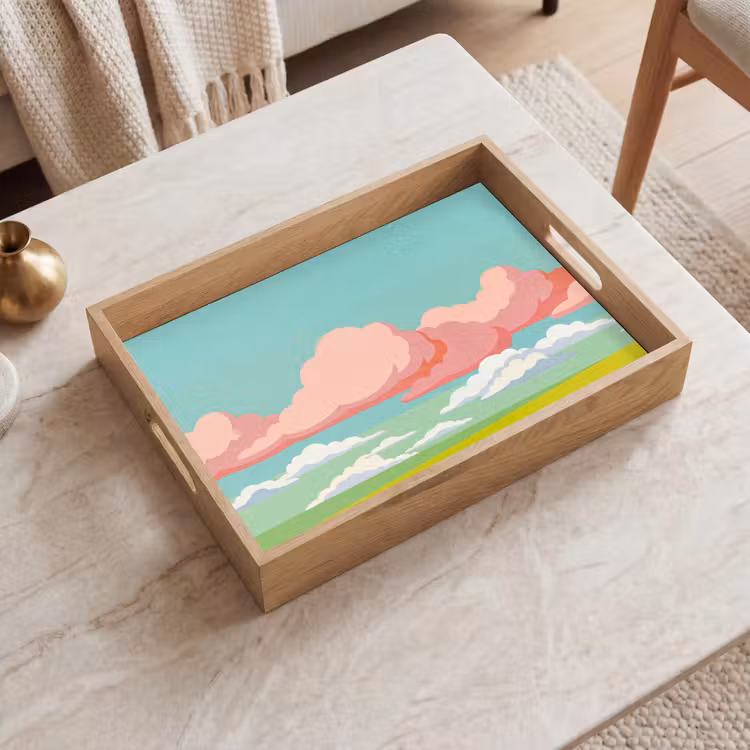 Dienblad - Wolken - Roze - Natuur - Modern - Pastel — 2
