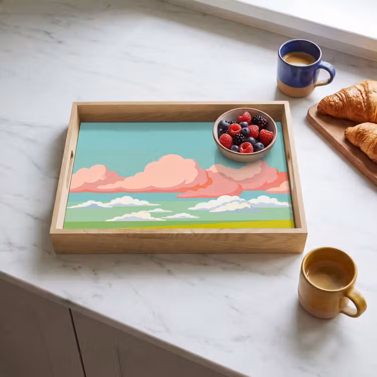 Dienblad - Wolken - Roze - Natuur - Modern - Pastel — 4