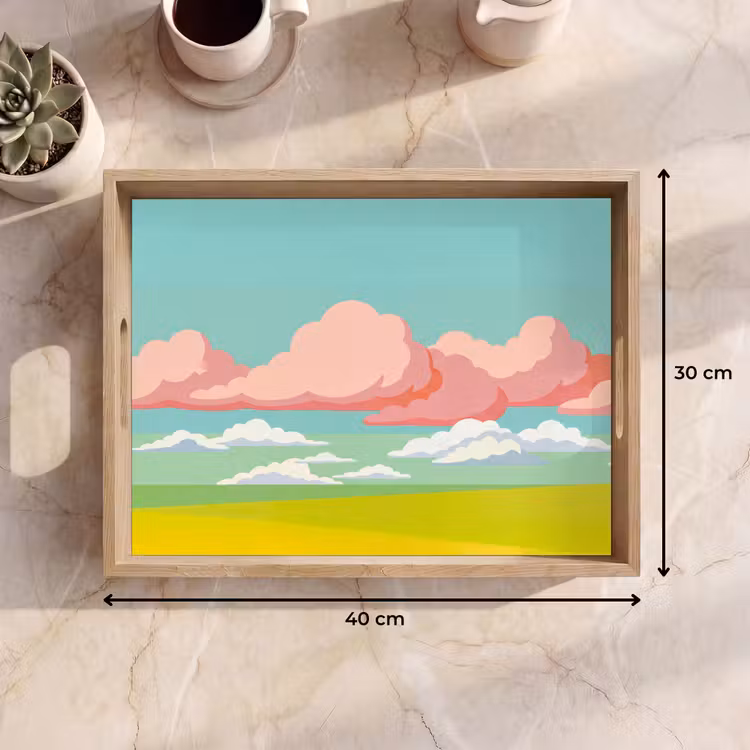 Dienblad - Wolken - Roze - Natuur - Modern - Pastel — 9