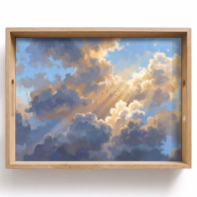 Dienblad - Wolken - Zonnestralen - Natuur - Abstract - Blauw — 1