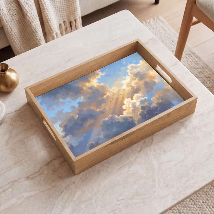 Dienblad - Wolken - Zonnestralen - Natuur - Abstract - Blauw — 2