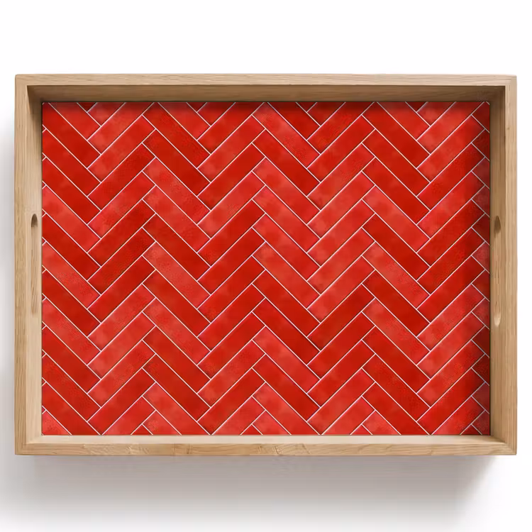 Dienblad - Visgraat - Tegel - Rood — 1