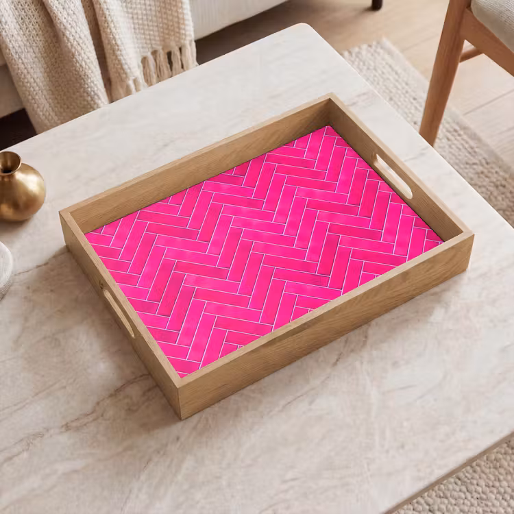 Dienblad - Visgraat - Wandtegel - Fuchsia - Roze — 2