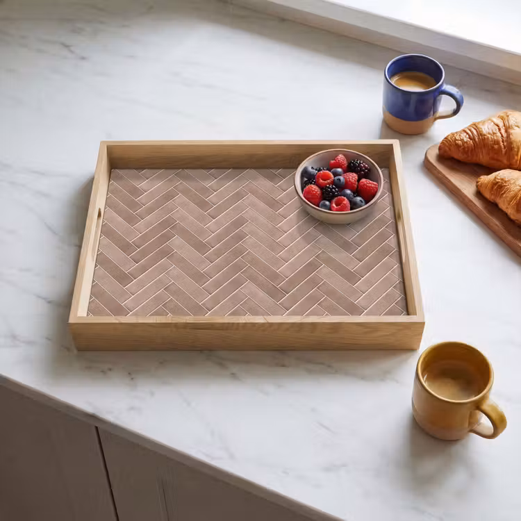 Dienblad - Visgraat - Wandtegel - Oudroze - Terracotta — 4