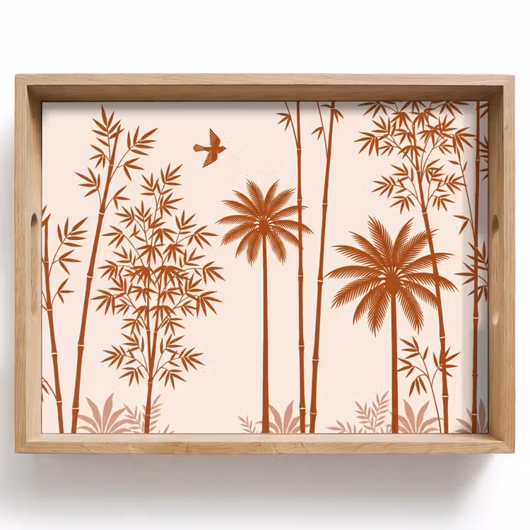 Dienblad - Vogel - Boom - Tropisch - Minimalistisch - Bruin — 1