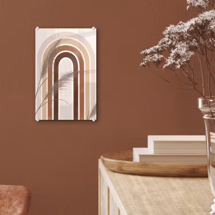 Glas schilderij - Abstract - Bogen - Plant - Boho - Beige — 6