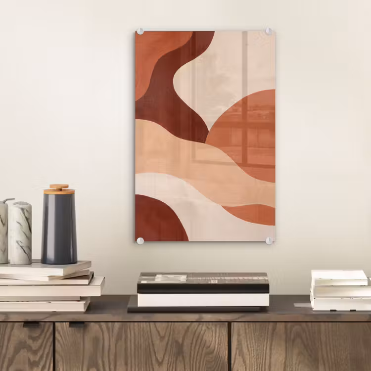 Glas schilderij - Abstract - Vormen - Organisch - Aardetinten - Modern — 2