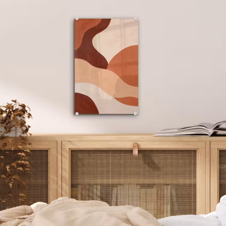 Glas schilderij - Abstract - Vormen - Organisch - Aardetinten - Modern — 5