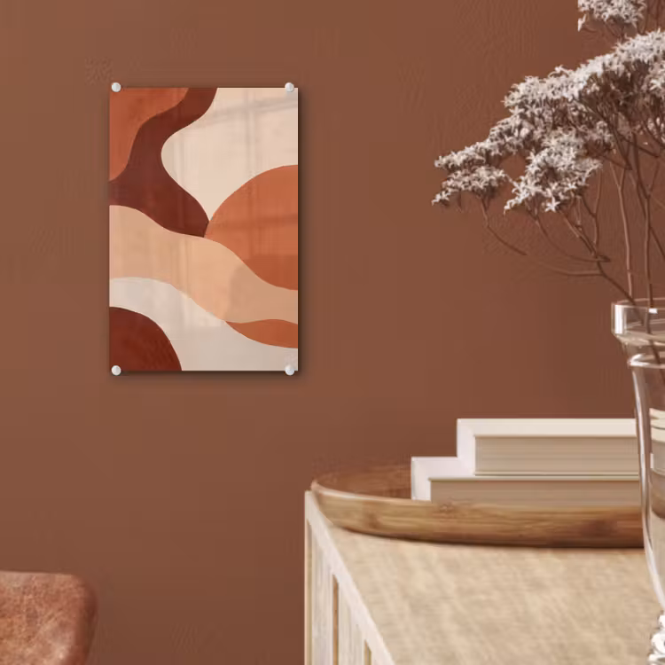Glas schilderij - Abstract - Vormen - Organisch - Aardetinten - Modern — 6