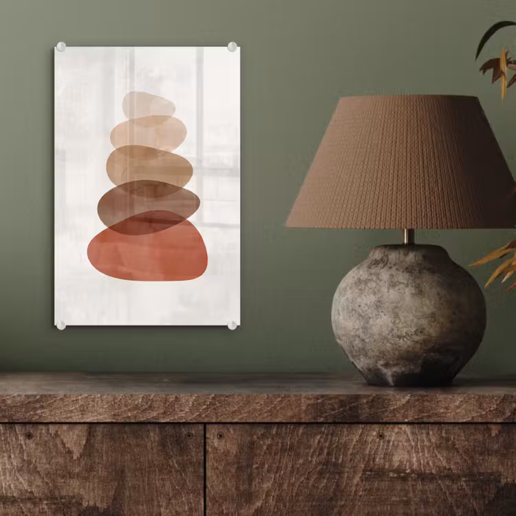 Glas schilderij - Abstractie - Gestapeld - Balans - Modern - Aardetinten — 4