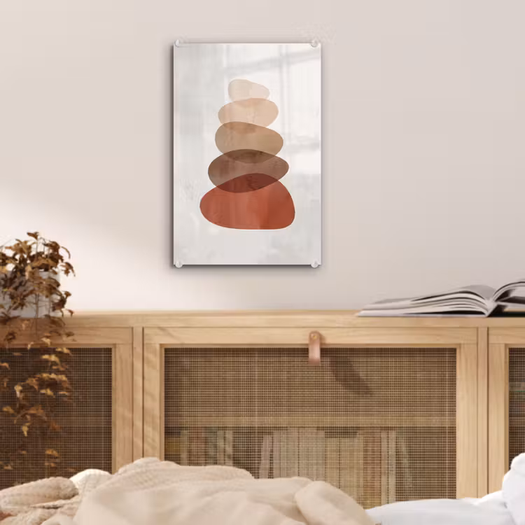 Glas schilderij - Abstractie - Gestapeld - Balans - Modern - Aardetinten — 5