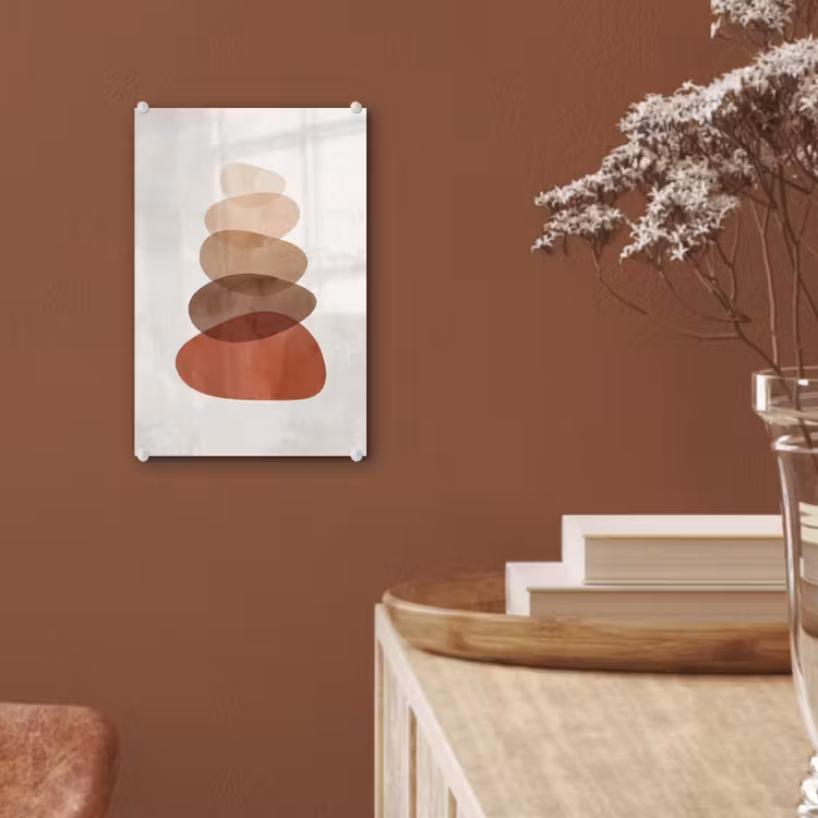 Glas schilderij - Abstractie - Gestapeld - Balans - Modern - Aardetinten — 6