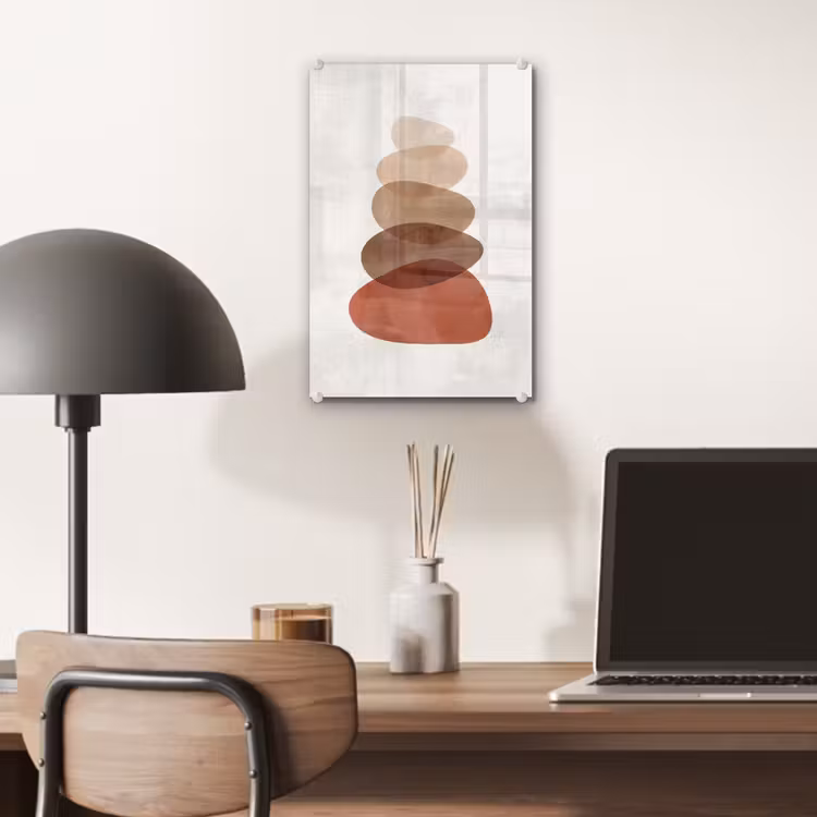Glas schilderij - Abstractie - Gestapeld - Balans - Modern - Aardetinten — 7