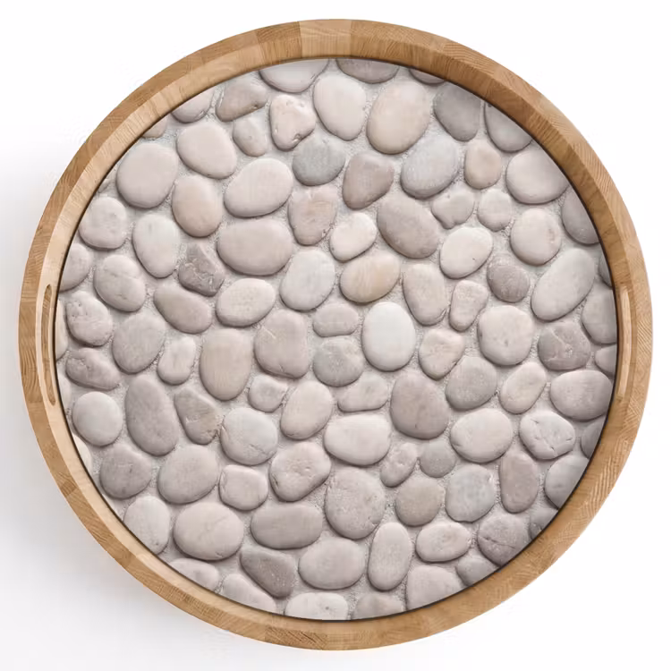 Dienblad - Steen - Kiezel - Natuur - Minimalistisch - Beige — 1