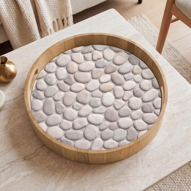 Dienblad - Steen - Kiezel - Natuur - Minimalistisch - Beige — 2