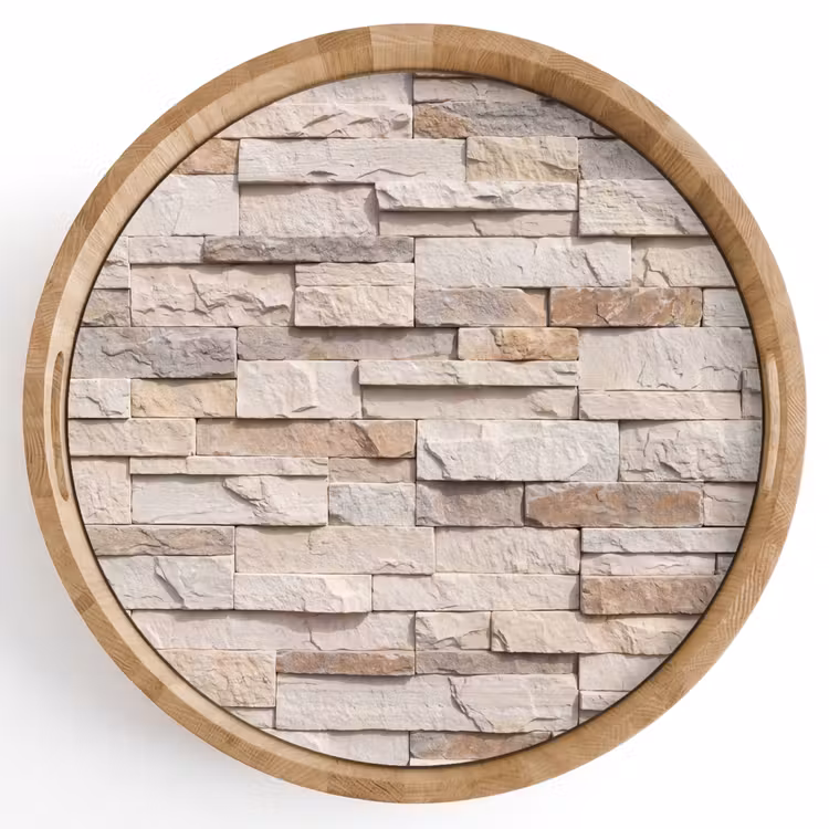 Dienblad - Steen - Muur - Textuur - Rustiek - Beige — 1