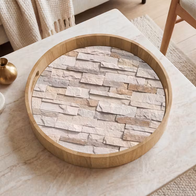 Dienblad - Steen - Muur - Textuur - Rustiek - Beige — 2