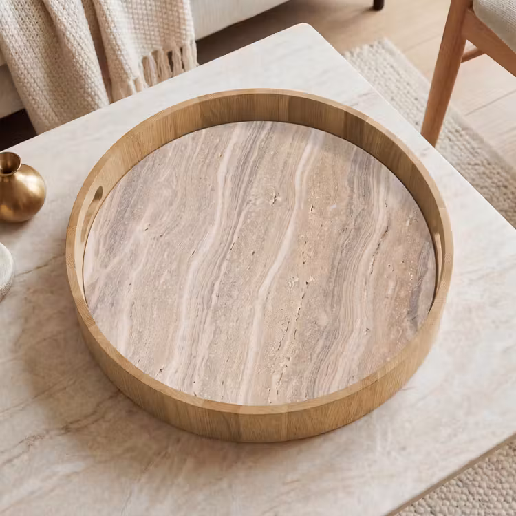 Dienblad - Steen - Patroon - Textuur - Natuurlijk - Beige — 2