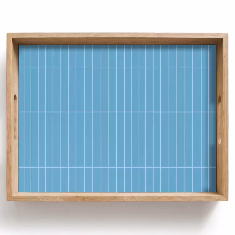 Dienblad - Tegel - Langwerpig - Patroon - Blauw — 1
