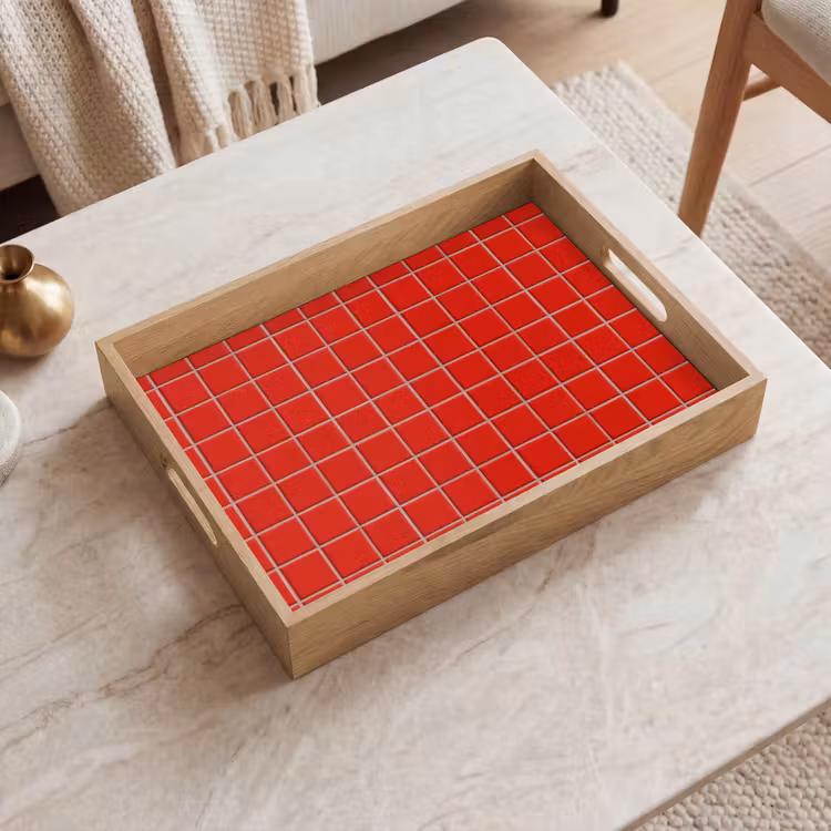 Dienblad - Tegel - Patroon - Kersen - Rood — 2