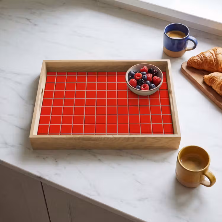Dienblad - Tegel - Patroon - Kersen - Rood — 4