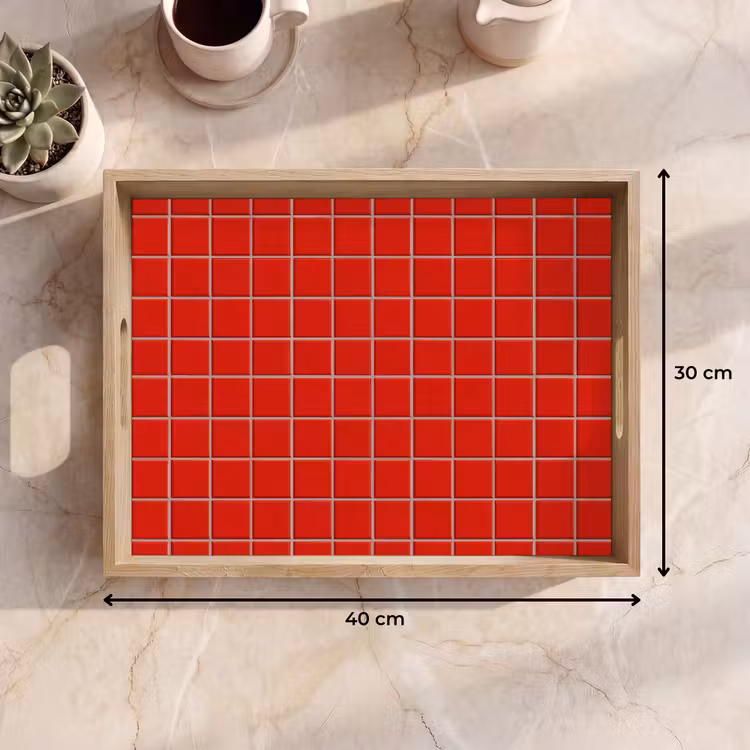 Dienblad - Tegel - Patroon - Kersen - Rood — 9