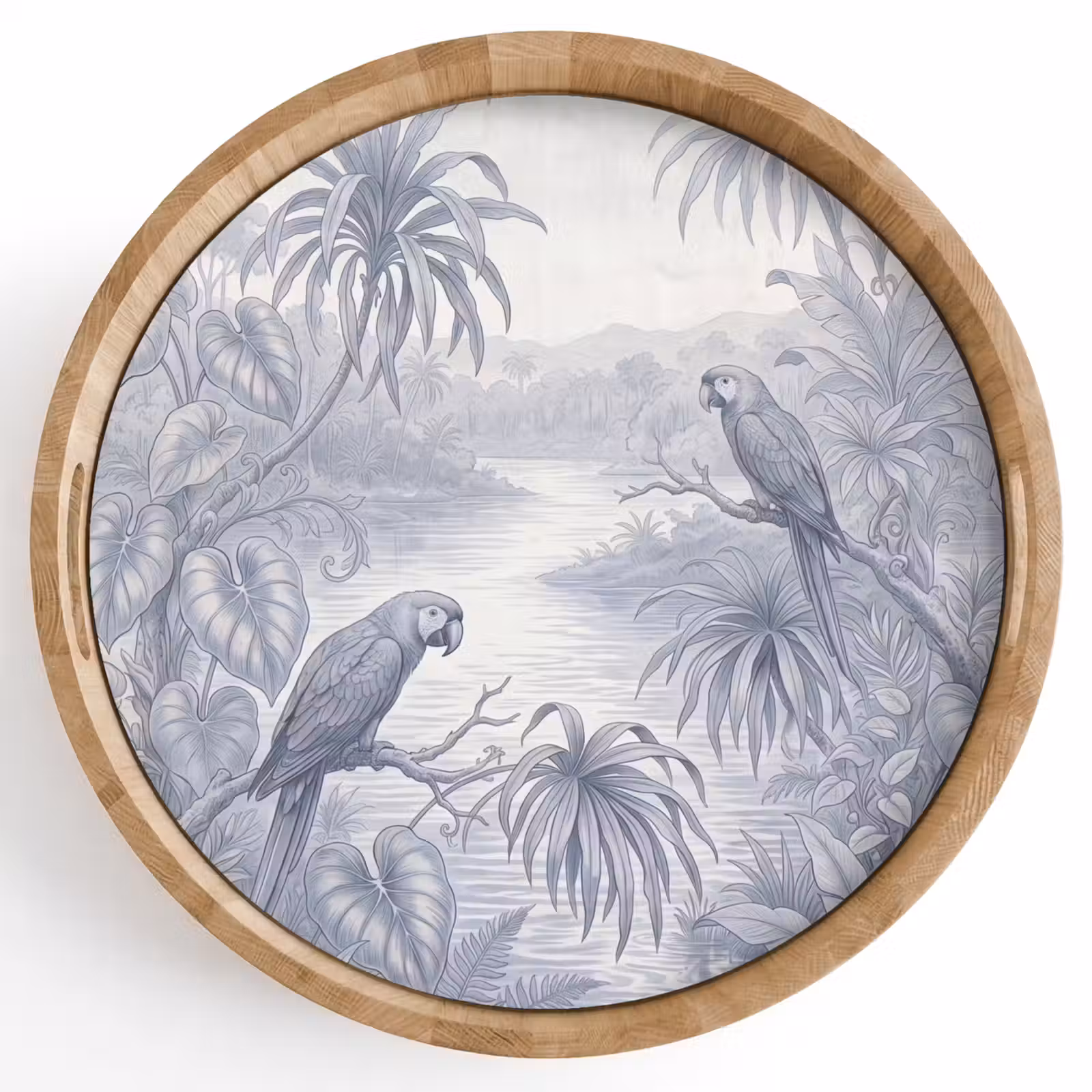 Dienblad - Vogel - Rivier - Tropisch - Illustratie - Blauw — 1