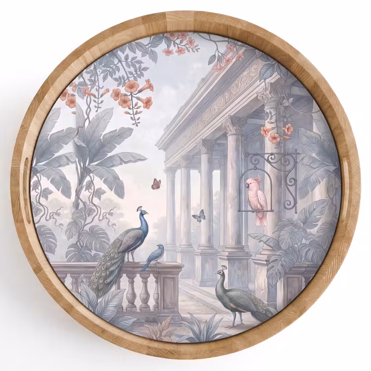 Dienblad - Vogel - Pauw - Architectuur - Klassiek - Groen — 1