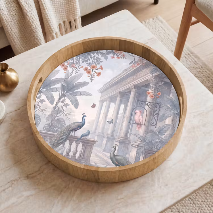 Dienblad - Vogel - Pauw - Architectuur - Klassiek - Groen — 2