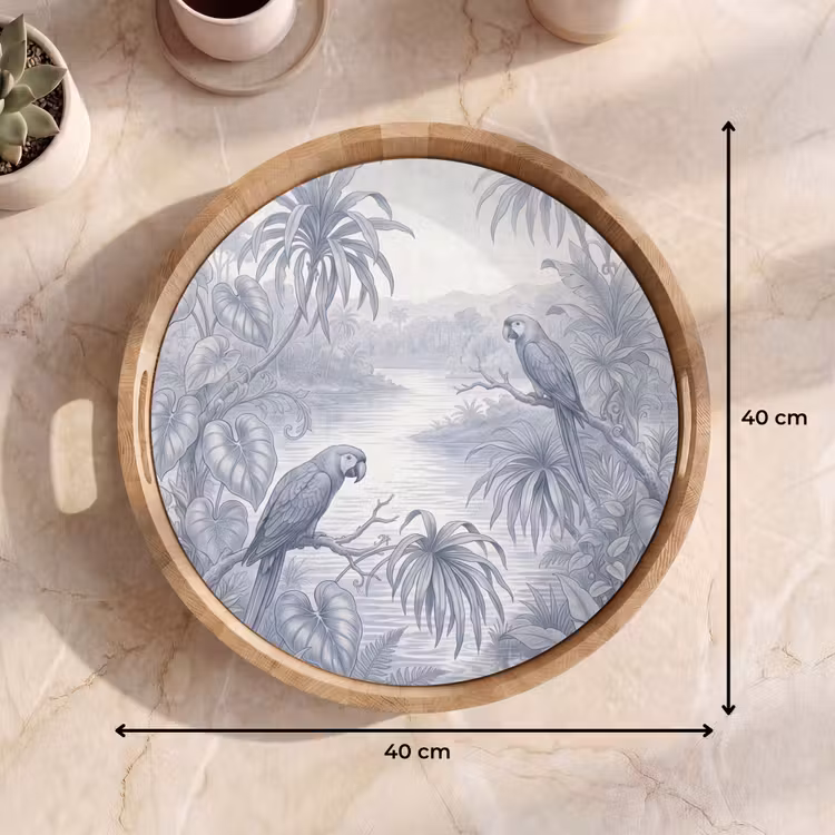Dienblad - Vogel - Rivier - Tropisch - Illustratie - Blauw — 9