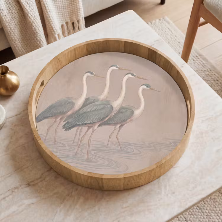 Dienblad - Vogel - Water - Natuur - Vintage — 2